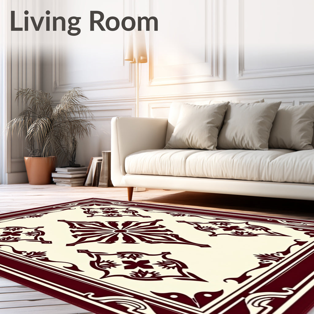 Crimson Medallion Decorative Frame Rug