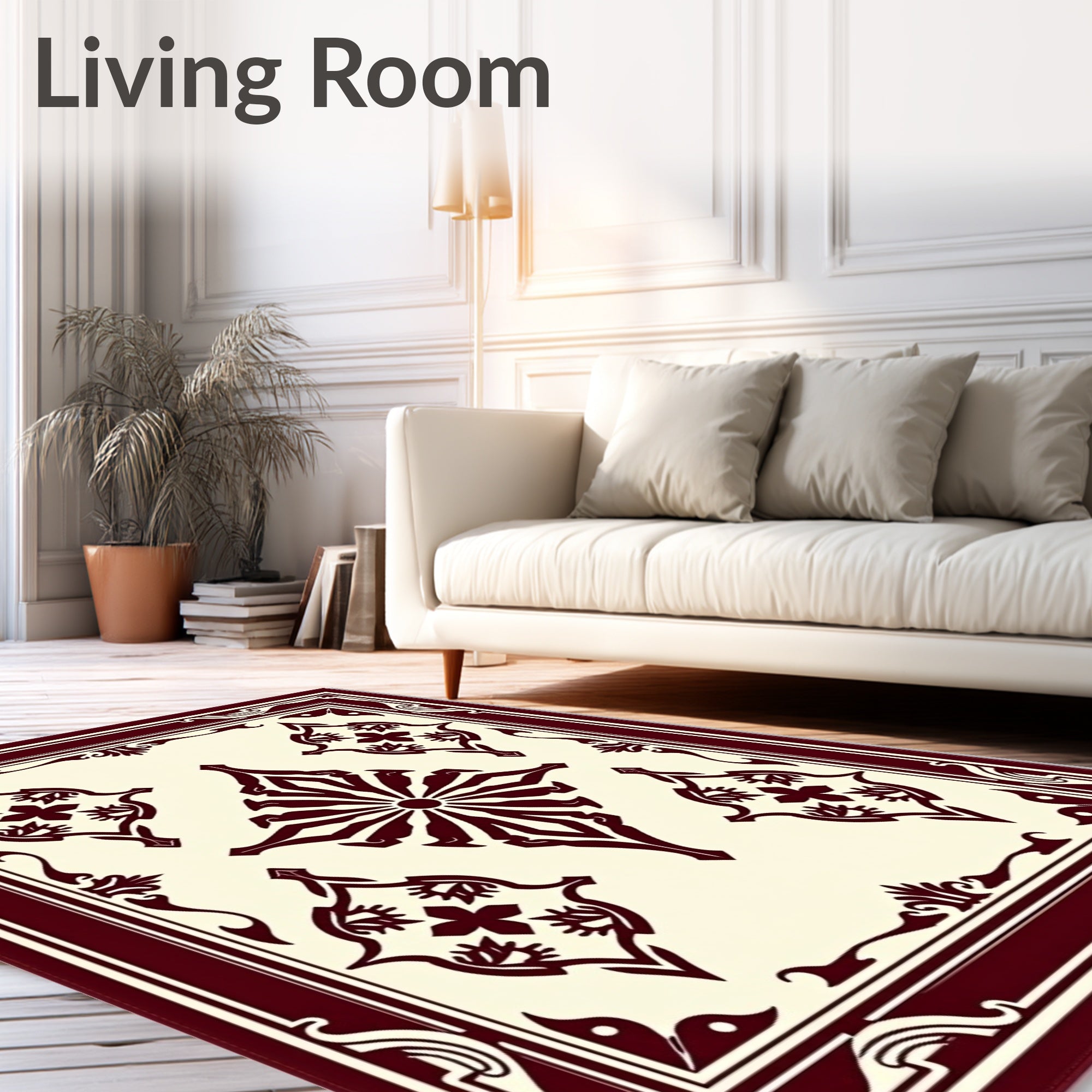 Crimson Medallion Decorative Frame Rug
