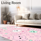 Cute Pink Ghost Heart Star Rug