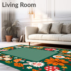 Woodland Creatures Cute Autumn Alphabet Border Rug