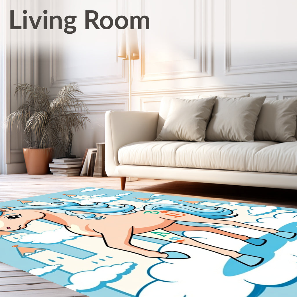 Whimsical Unicorn Castle Fantasy Rug
