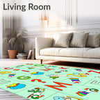Playful Alphabet Creatures Rainbow Accents Rug