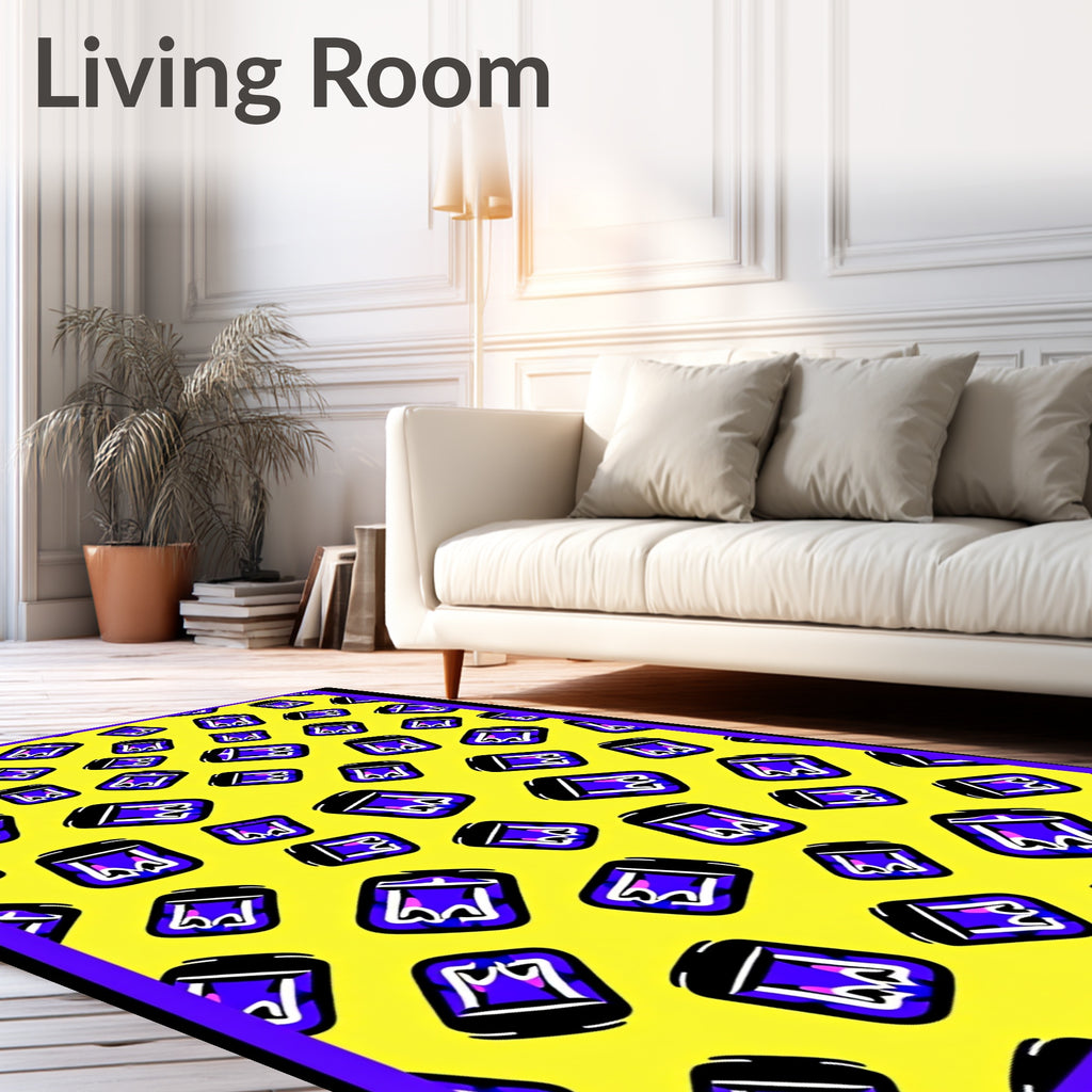 Yellow Blue Purple Funky Jars Rug