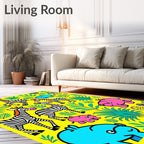Playful Safari Animals Lush Jungle Yellow Rug