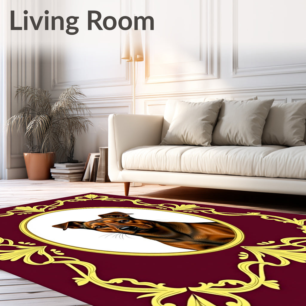 Regal Burgundy And Gold Portrait Rug