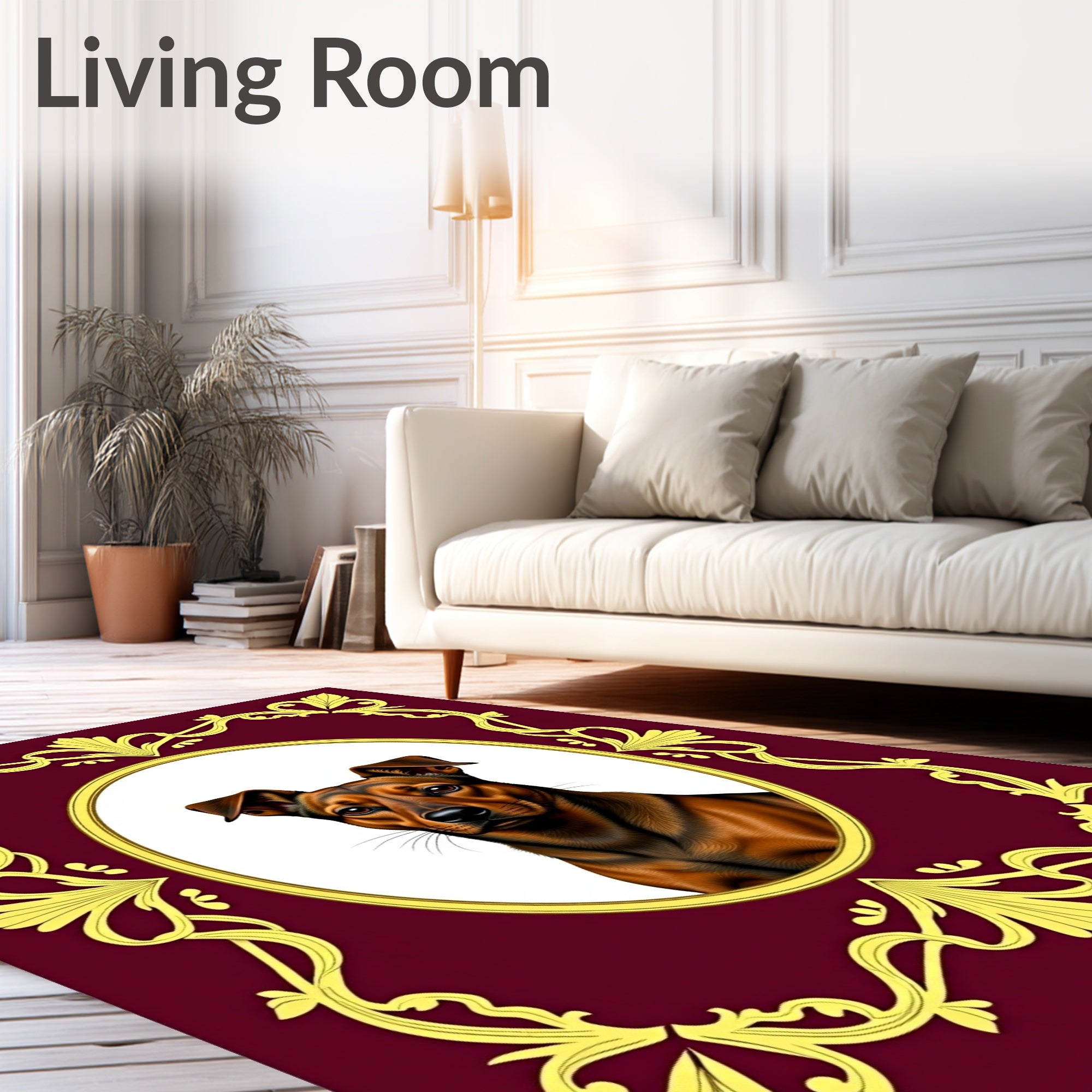 Regal Burgundy And Gold Portrait Rug