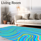 Groovy Aqua Pink Swirl Waves Rug