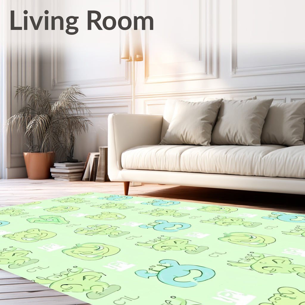 Whimsical Green Creature Repeat Rug