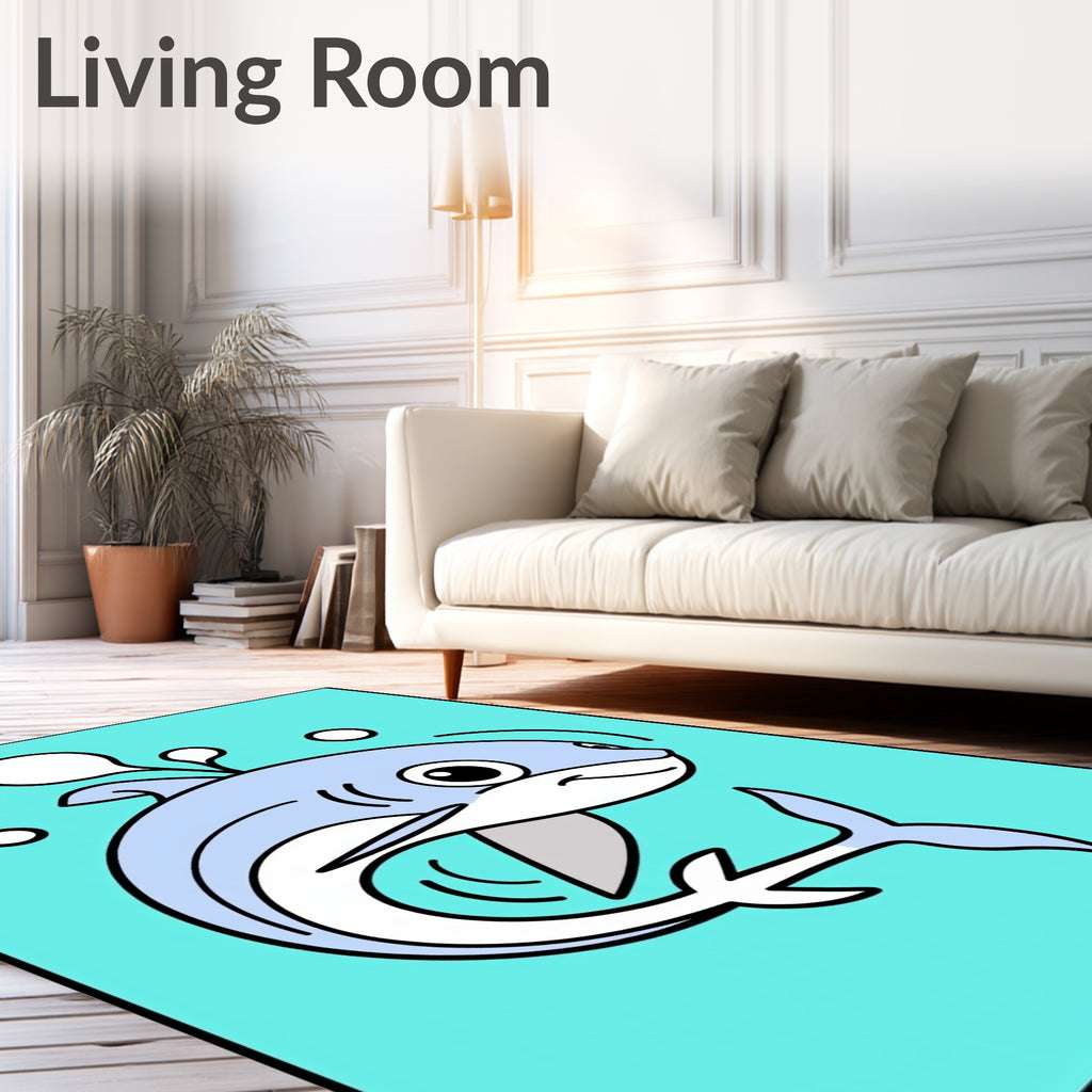 Cute Baby Blue Shark Bubbles Rug