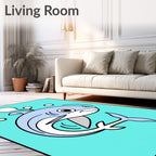 Cute Baby Blue Shark Bubbles Rug