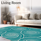 Teal Swirling Vortex Abstract Rug