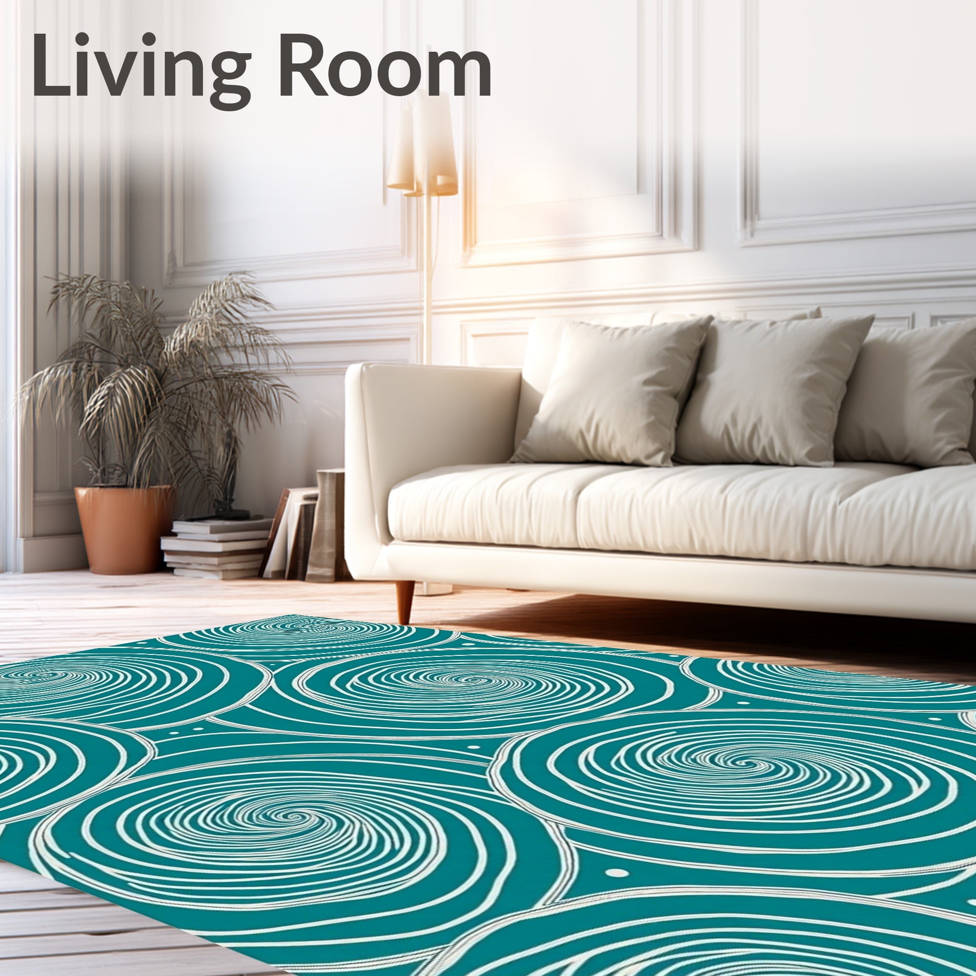 Teal Swirling Vortex Abstract Rug