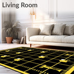 Black Yellow Football Grid Trophy Rug