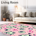 Whimsical Green Monster Pop Art Rug
