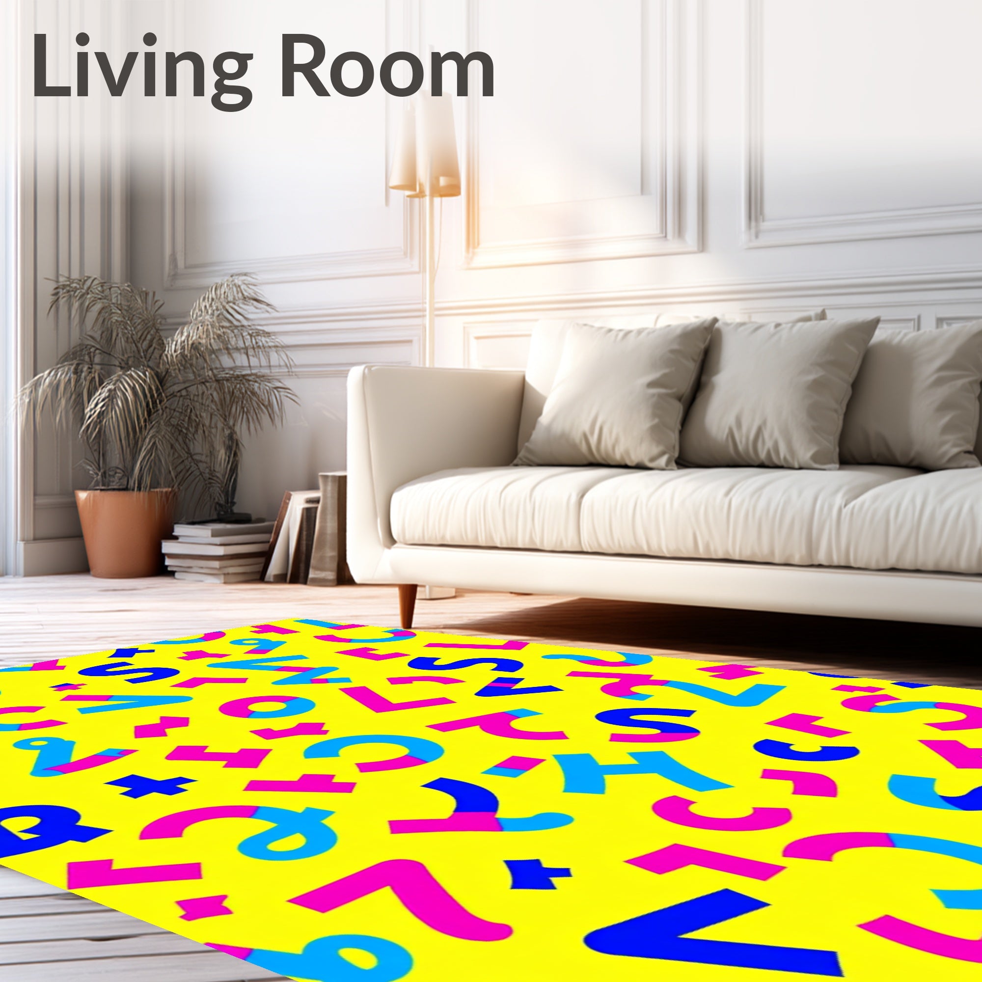 Retro Memphis Geometric Alphabet Blend Rug
