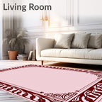 Deep Red Natural Foliage Border Rug