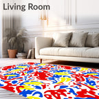 Bold Red Blue Yellow Abstract Splatter Rug