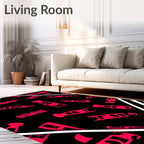 Retro Red Abstract Forms Rug
