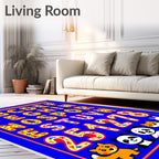 Yellow Blue Alphabet Animals Numbers Rug