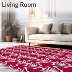 Crimson White Art Deco Fan Rug
