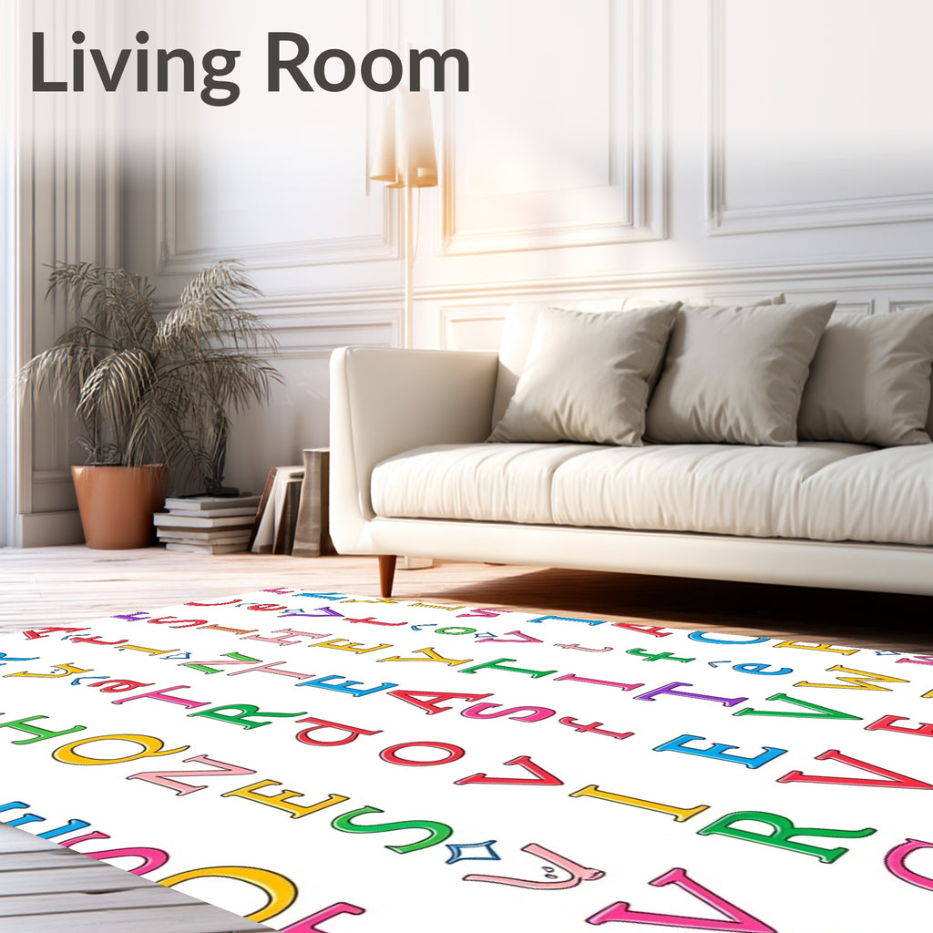 Alphabetical Rainbow Letter Collage Rug