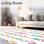 Alphabetical Rainbow Letter Collage Rug