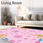 Pink Floral Medallion Corner Accents Rug