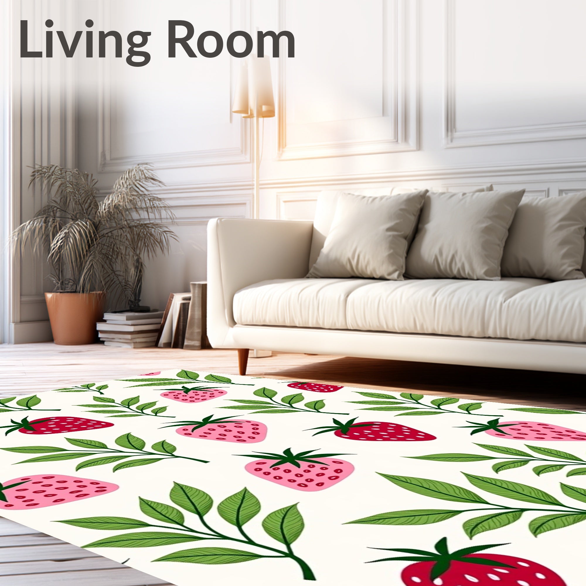 Sweet Strawberry Branch Background Rug