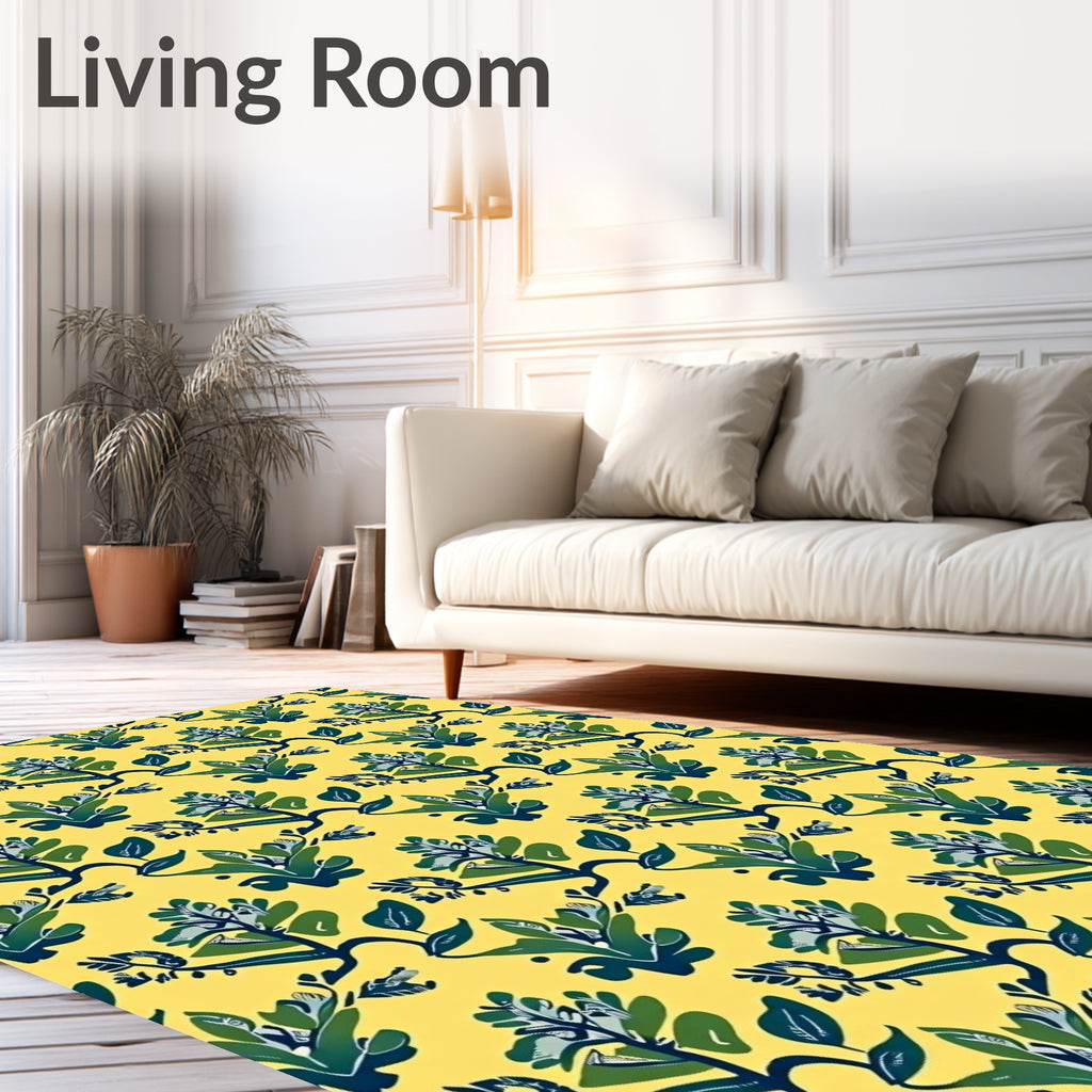 Bold Sapphire Leaf Medallion Rug