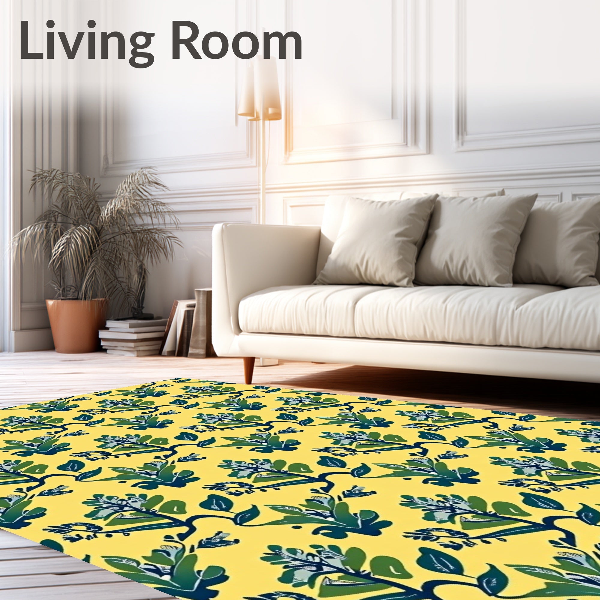 Bold Sapphire Leaf Medallion Rug
