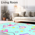 Pink Pastel Castle Whimsical Star Rug