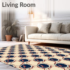 Crimson White Blue Repeating Medallion Rug