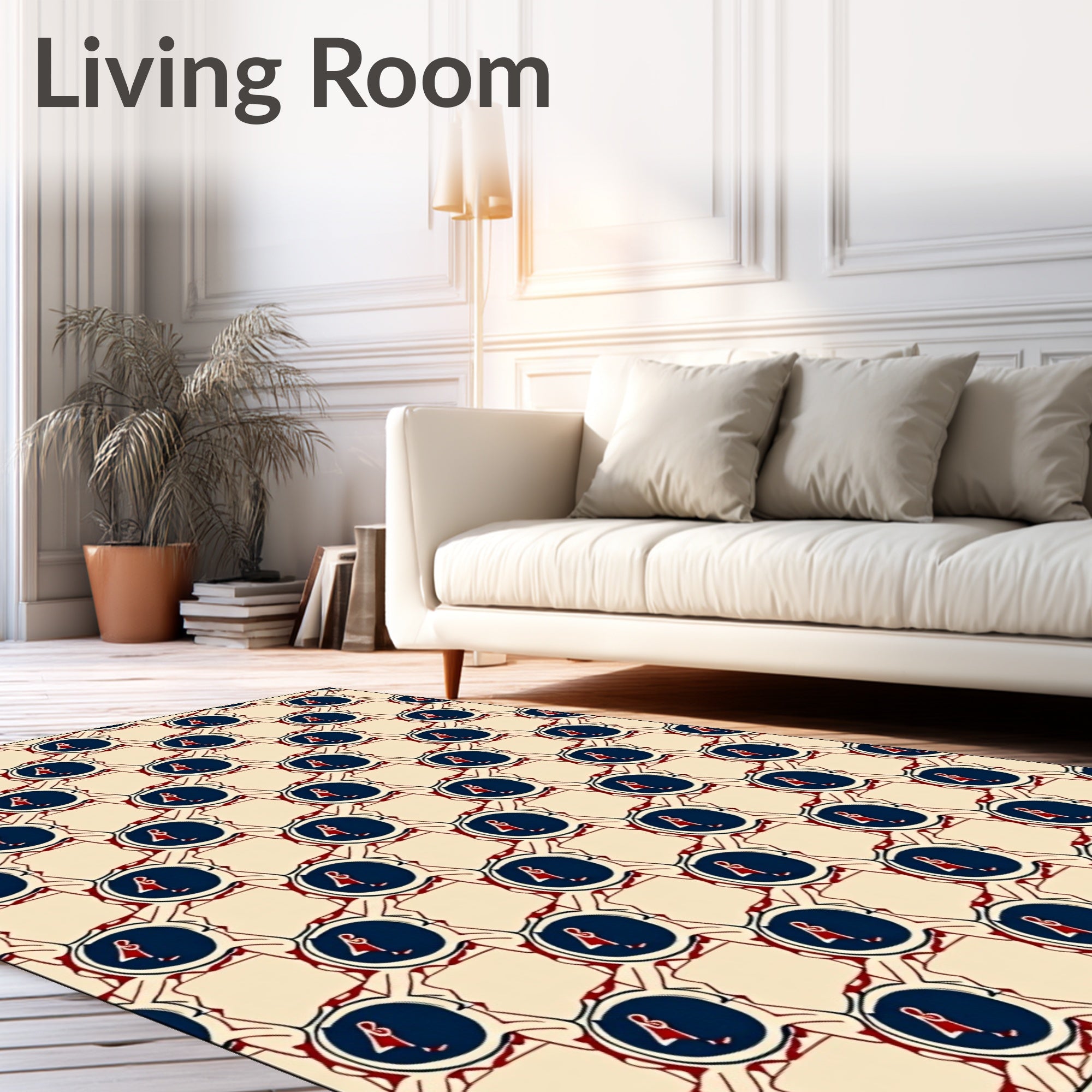 Crimson White Blue Repeating Medallion Rug