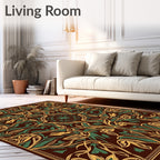Art Nouveau Golden Green Floral Rug