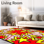 Explosive Red Yellow Starburst Rug