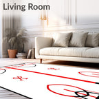 Red Hockey Arena Geometric Rug