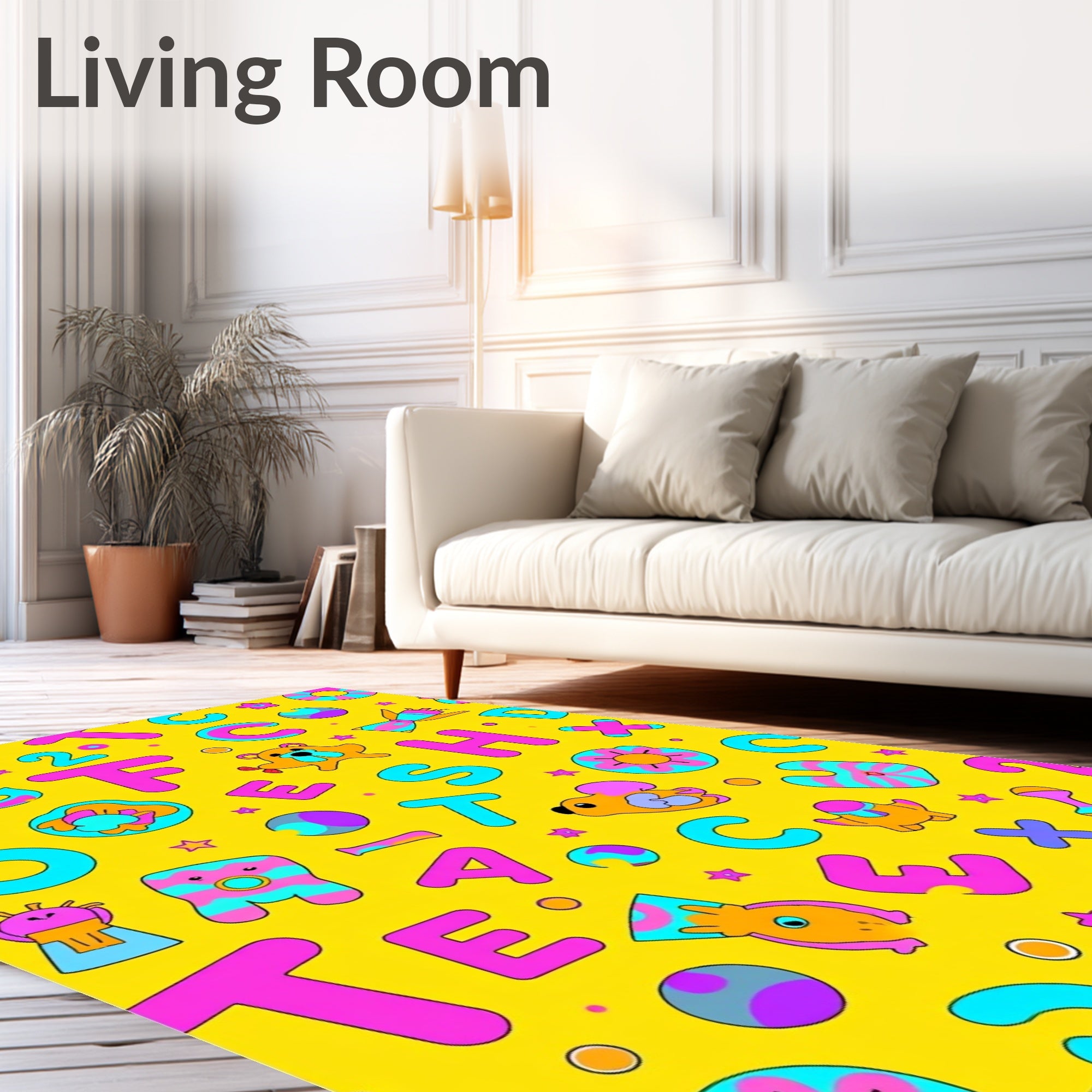 Whimsical Educational Alphabet Creatures Rug