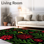 Whimsical Seahorse Floral Coral Garden Rug
