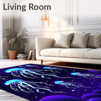Electric Blue Jellyfish Deep Sea Swirl Rug