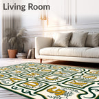 Golden Alphabet Botanical Floral Border Rug
