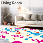 Vibrant Musical Notes And Stars Rug