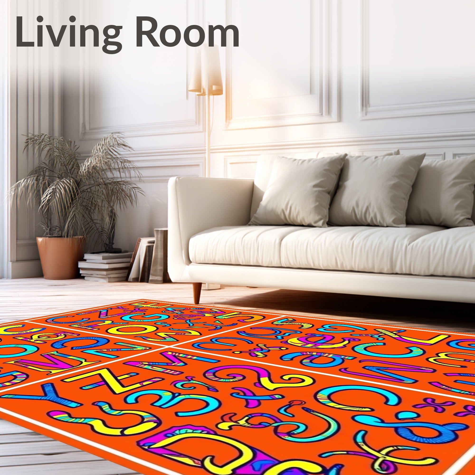Vibrant Alphabet Collage Graphic Rug