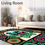 Vibrant Pug With Tribal Border Rug