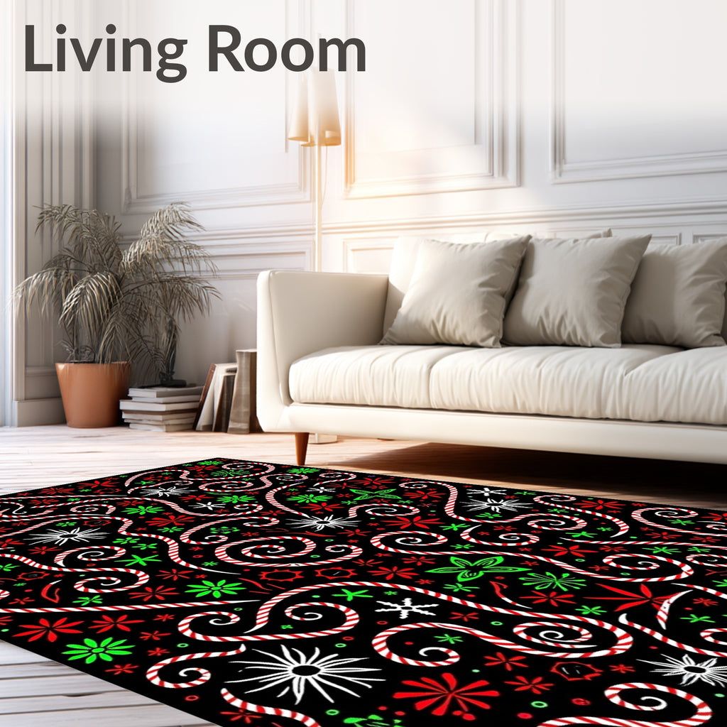 Festive Candy Cane Swirls Sprinkle Rug