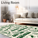 Forest Deer Train Whimsical Woodland Scene Rug