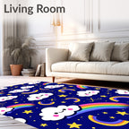 Playful Rainbow Cloud Starry Night Rug