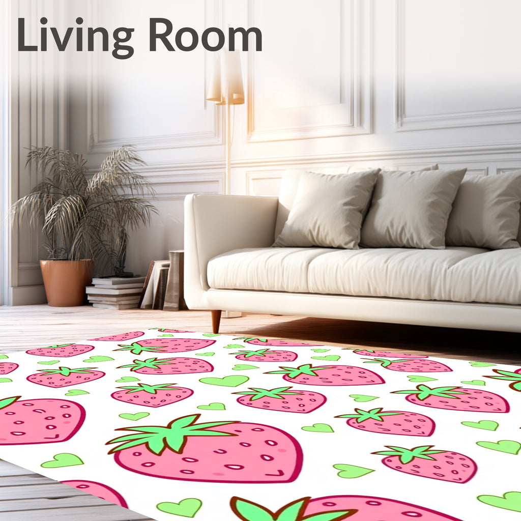 Pink Strawberry Hearts Repeat Rug