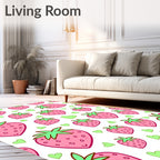 Pink Strawberry Hearts Repeat Rug