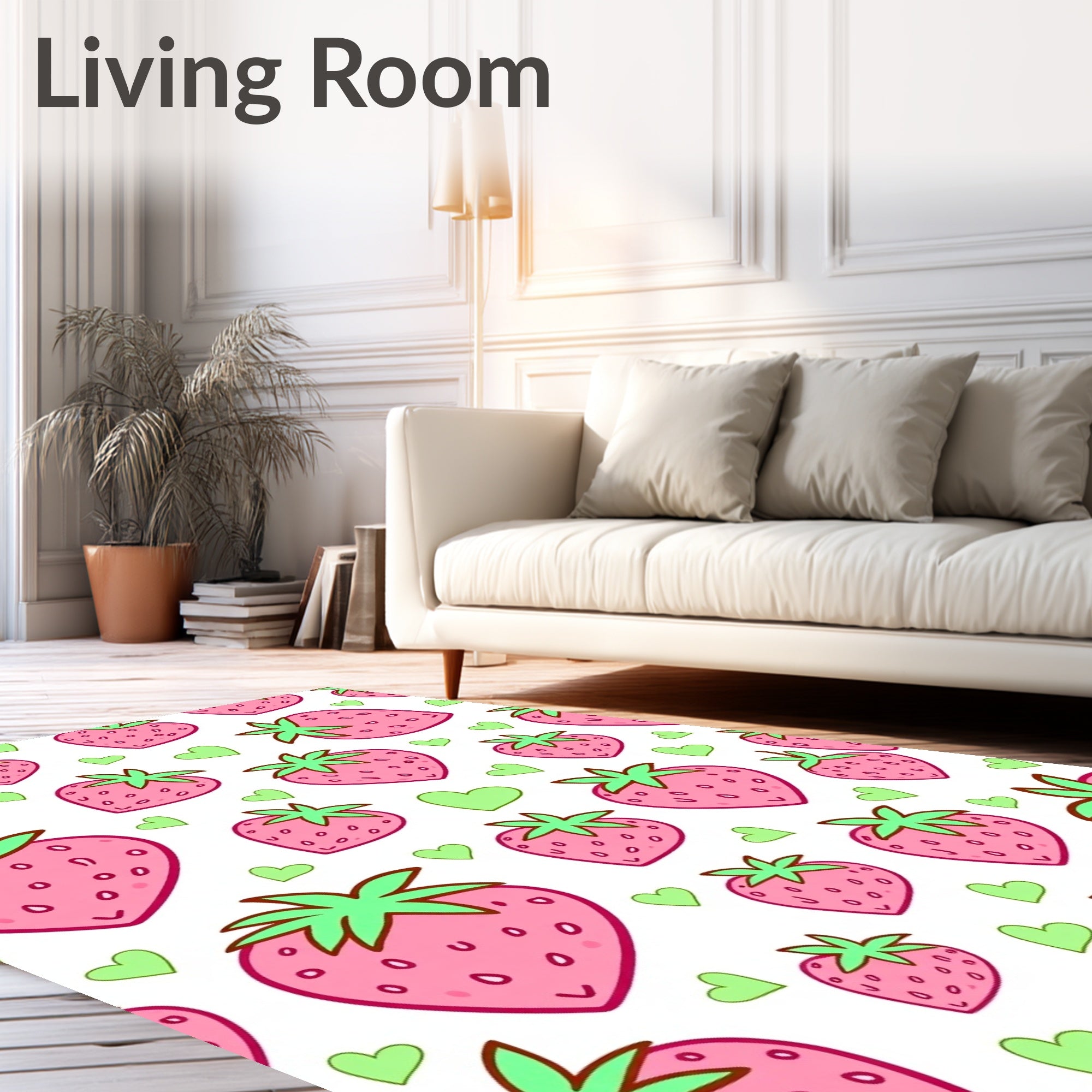 Pink Strawberry Hearts Repeat Rug