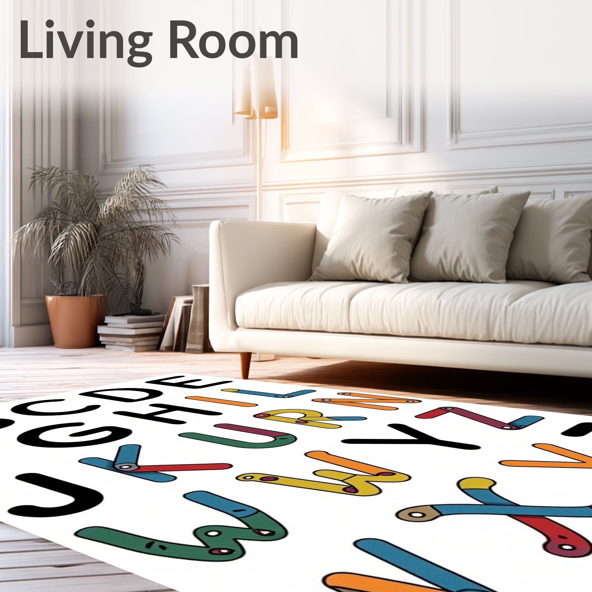 Alphabet Letters Childrens Art Print Rug